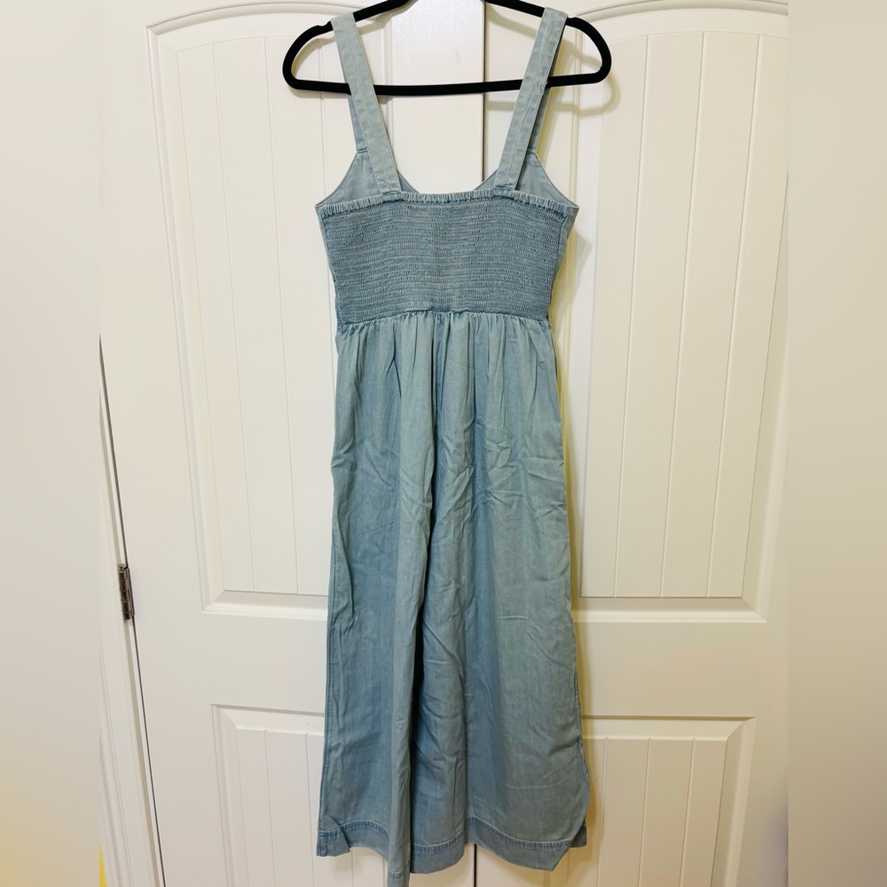 Aerie twill cutout jumpsuit, sz S | boho wide leg denim summer cropped overalls - Picture 7 of 13
